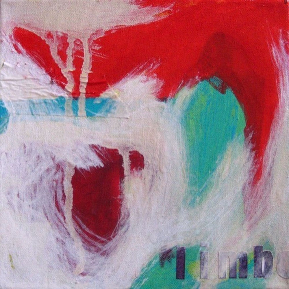 Abstract Red, Teal and White Art Print, 5”x5” Colorful Painting Artwork Print